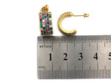 Clorful Cz Micro Pave Stud  Earring Wires, Half Circle Shape Earrings, Colorful CZ micro pave earrings,8x15mm, sku#J77