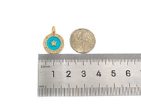 Enamel Colorful Five Star On Coin Pendant,CZ Micro Pave pendant,Enamel pendant,Enamel Jewelry, 14x16mm,sku#F1261