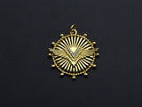 CZ Micro Pave Medallion Wing Pendant/Charm, 25x26mm, Sku#FH22