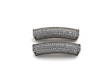 Rhodium CZ Micro Pave Half Full Pave Tube, Antique Silver Tone, Cubic Zirconia Pave Separator Tube Beads,39x10mm,sku#X128