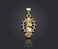 CZ Micro Pave Virgin Mary On Oval  Stand Shaped Pendant/Charm,24K Gold Cubic Zirconia Pendant Charm,11x18mm,sku#F1262