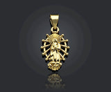 CZ Micro Pave Virgin Mary On Oval  Stand Shaped Pendant/Charm,24K Gold Cubic Zirconia Pendant Charm,11x18mm,sku#F1262