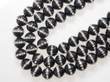 6mm/8mm/10mm/12mm Round Black Onyx with rhinestone inlaid, Natural Gemstone Beads, 15.5inch Full strand, SKU#V18