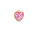 100% Natural HOT PINK Color Heart Shape Pendant in Gold/Silver Finish, Fuchsia pink Shell, pink heart Charm, 10x12mm,SKU#Z315