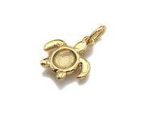 18k Dainty Gold Turtle Shape Pendant/Charm,Cute Turtle Charm, Necklace Bracelet Charm Pendant,11x13mm, Sku#Y401