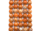 Natural Orange Calcite, 10mm Round Smooth, Natural Calcite Beads, 15.5" Full Strand, Sku#U616