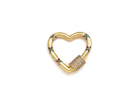 Gold Micro Pave Heart with Colorful CZ Cross Patten Clasp, Heart Lock, CZ Pave Gold Plated Clasp, 28x30mm,mm, sku#H267