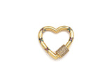 Gold Micro Pave Heart with Colorful CZ Cross Patten Clasp, Heart Lock, CZ Pave Gold Plated Clasp, 28x30mm,mm, sku#H267