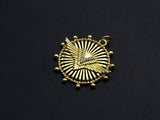 CZ Micro Pave Medallion Wing Pendant/Charm, 25x26mm, Sku#FH22