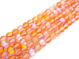 Matte Spectrolite Aura Quartz, Peach Color Aura Round 6mm/8mm/10mm/12mm beads, Manmade Moonstone, 15.5inch strand, SKU#U939
