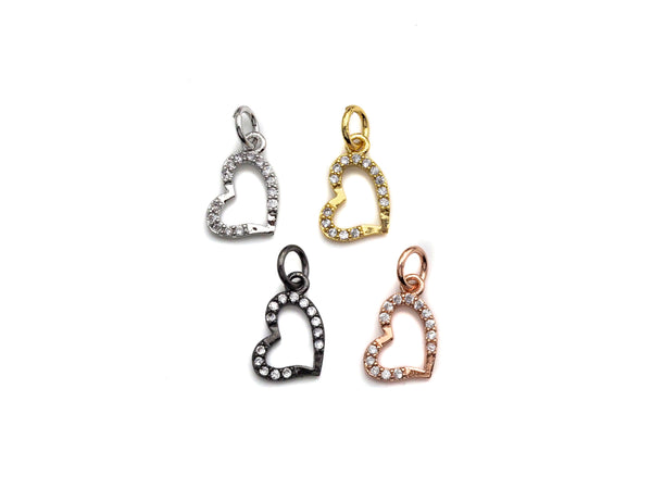 CZ Micro Pave Hollow out Heart Shape Pendant, Cubic Zirconia Pave Pendant, Fashion Jewelry Findings, 9x12mm, sku#Z830