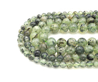 High Quality Tourmalated Prehnite Beads,6mm/8mm/10mm/12mm/14mm Round Smooth Beads, 15.5'' Full Strand, Sku#U1131
