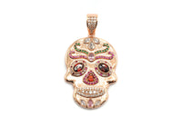 Colorful CZ Micro Pave Skull Pendant, Red Eye,Skull Pave Pendant, Gold/Rose Gold/Silver/Gunmetal plated, 27x40mm, Sku#F668