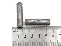 Rhodium CZ Micro Pave Half Full Pave Tube, Antique Silver Tone, Cubic Zirconia Pave Separator Tube Beads,39x10mm,sku#X128