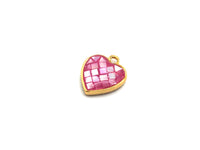 100% Natural HOT PINK Color Heart Shape Pendant in Gold/Silver Finish, Fuchsia pink Shell, pink heart Charm, 10x12mm,SKU#Z315