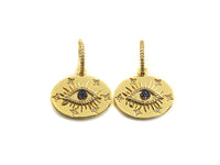CZ Evil Eye Huggie Earrings, Sku#J236
