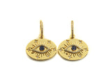 CZ Evil Eye Huggie Earrings, Sku#J236