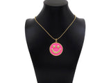 Large Pave Enamel Hot Pink/Turquoise Smiley Face 38mm Pendant, Cubic Zirconia Pave Pendant, Happy face charm, Pink Smiley Face, Sku#ML39