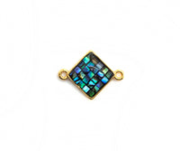 100% Natural Abalone Shell  Connector Diamond Shape with Gold/Silver Plated Edging, Abalone Shell Charm 14x18mm,SKU#Z288