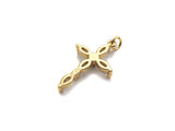 Bagette CZ Micro Pave Cross Flower Pendant, Cubic Zirconia Cross Pendant, Gold Tone pendant, 17x28mm, sku#F1106