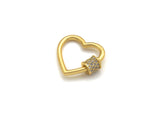 Clear CZ Micro pave Heart Shape Clasp, CZ Pave Heart Clasp, 18K Matte Gold Carabiner Clasp, heart clasp, 18mm, sku#H203