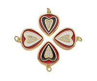 Clear Micro Pave CZ Heart On Round Coin Enamel Heart Pendant, Colorful Enamel Heart, Double Heart Pendant,18x22mm, sku#LK165