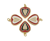 Clear Micro Pave CZ Heart On Round Coin Enamel Heart Pendant, Colorful Enamel Heart, Double Heart Pendant,18x22mm, sku#LK165