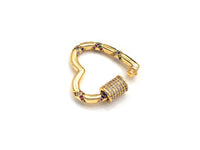 Gold Micro Pave Heart with Colorful CZ Cross Patten Clasp, Heart Lock, CZ Pave Gold Plated Clasp, 28x30mm,mm, sku#H267
