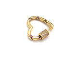 Gold Micro Pave Heart with Colorful CZ Cross Patten Clasp, Heart Lock, CZ Pave Gold Plated Clasp, 28x30mm,mm, sku#H267