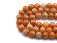 Natural Orange Calcite, 10mm Round Smooth, Natural Calcite Beads, 15.5" Full Strand, Sku#U616
