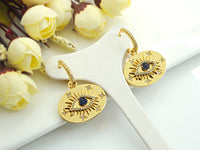 CZ Evil Eye Huggie Earrings, Sku#J236