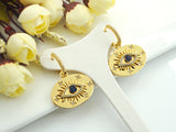 CZ Evil Eye Huggie Earrings, Sku#J236