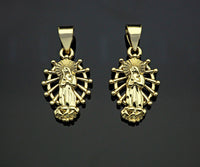 CZ Micro Pave Virgin Mary On Oval  Stand Shaped Pendant/Charm,24K Gold Cubic Zirconia Pendant Charm,11x18mm,sku#F1262