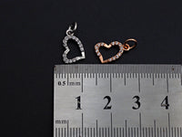 CZ Micro Pave Hollow out Heart Shape Pendant, Cubic Zirconia Pave Pendant, Fashion Jewelry Findings, 9x12mm, sku#Z830