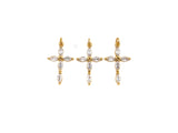Bagette CZ Micro Pave Cross Flower Pendant, Cubic Zirconia Cross Pendant, Gold Tone pendant, 17x28mm, sku#F1106
