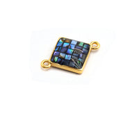 100% Natural Abalone Shell  Connector Diamond Shape with Gold/Silver Plated Edging, Abalone Shell Charm 14x18mm,SKU#Z288