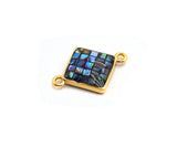 100% Natural Abalone Shell  Connector Diamond Shape with Gold/Silver Plated Edging, Abalone Shell Charm 14x18mm,SKU#Z288