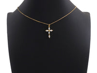 Bagette CZ Micro Pave Cross Flower Pendant, Cubic Zirconia Cross Pendant, Gold Tone pendant, 17x28mm, sku#F1106
