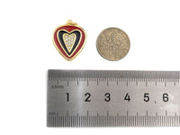 Clear Micro Pave CZ Heart On Round Coin Enamel Heart Pendant, Colorful Enamel Heart, Double Heart Pendant,18x22mm, sku#LK165