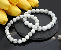 Matt White Howlite Stretchy Bracelet, Sku#EF38