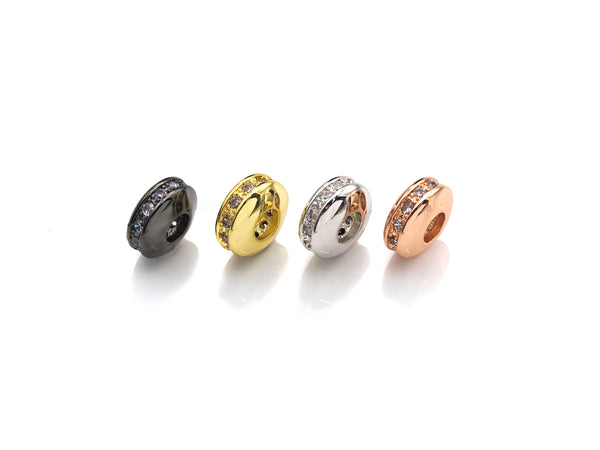 Big Hole CZ Pave Big Hole Spacer beads, Cubic Zirconia Spacer Beads, European Large hole Bead, 4x8mm, sku#Z879