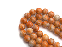 Natural Orange Calcite, 10mm Round Smooth, Natural Calcite Beads, 15.5" Full Strand, Sku#U616