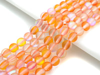 Matte Spectrolite Aura Quartz, Peach Color Aura Round 6mm/8mm/10mm/12mm beads, Manmade Moonstone, 15.5inch strand, SKU#U939