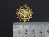 CZ Micro Pave Medallion Wing Pendant/Charm, 25x26mm, Sku#FH22