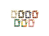 Colorful Enamel Pave Rectangle Shape Clasp, Carabiner Clasp, 15x19mm, sku#H249