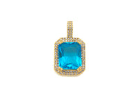 Big Gemstone CZ Micro Pave Square Diamond Shape Pendant/Charm, Pink/Blue/Black/Red Focal Pendant,14x25mm,Sku#LK292