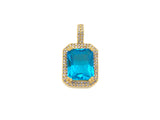 Big Gemstone CZ Micro Pave Square Diamond Shape Pendant/Charm, Pink/Blue/Black/Red Focal Pendant,14x25mm,Sku#LK292