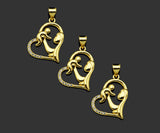 CZ Micro Pave Mama and Baby On Heart Frame Shape Pendant, 18K Gold Filled Mom Charm, Mother's Day Necklace Pendant,16x20mm,Sku#LD132