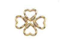Gold Micro Pave Heart with Colorful CZ Cross Patten Clasp, Heart Lock, CZ Pave Gold Plated Clasp, 28x30mm,mm, sku#H267