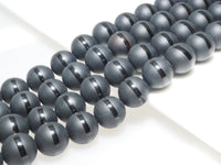 Natural Black Onyx Matte Round with one line Beads, 6mm/8mm/10mm/12mm/14mm  Round beads, Matte Round Black Onyx, 15.5inch strand, SKU#V15